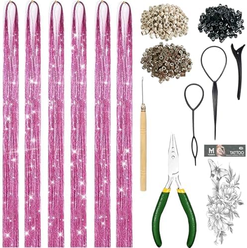 Hair Tinsel Kit With Tool Fairy Glitter Tinsel Hair Extensions for Girls by YUUYEEHAIR