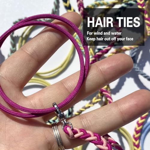 Spiral Hair Ties for Women, 25" Elastic No Tangle Hair Ties Damage-Free Ponytail Wrap for Thick Long Hair Motorcycle Hair Accessories for Sports- Bike Riding Swim Skiing- Hot Pink/Pink - Image 4