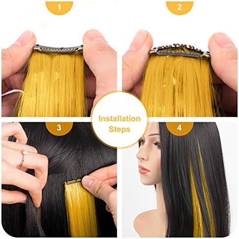 10 PCS Colored Hair Extensions Clip In Rainbow Hairpiece 22 Inch - Image 6