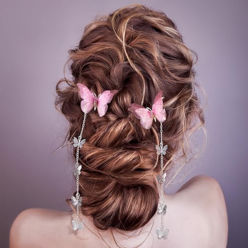 PAGOW 8pcs Butterfly Hair Tassel Clips, Cute Alligator Barrettes - Image 4