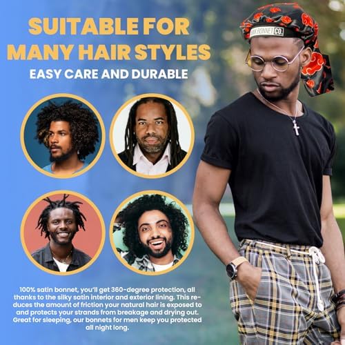 Men’s Non Slip Satin Bonnet – Silk Sleep Cap for Curly Hair, Locs, Braids & Waves with Adjustable Tie Band - Image 4