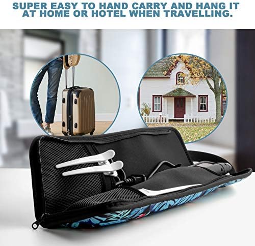Beautyflier Universal Curling Iron Travel Case, Heat-Resistant, Canvas, Blue Flower - Image 4