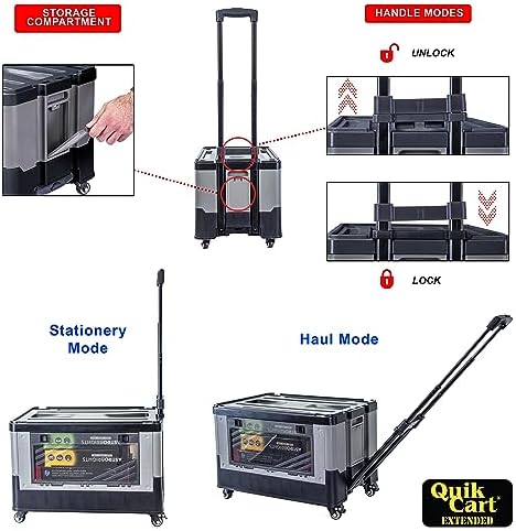 dbest Products Quik Cart Extended Collapsible Rolling Crate - Gray & Black - Image 4