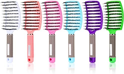 Cunhill 6 Pack Detangling Brush Bulk Boar Bristle Hair Brushes by Cunhill