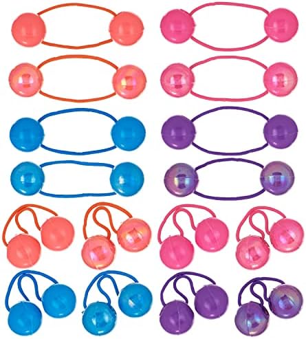 16pc Brightly Colored Ponytail Ball Hair Elastics -24mm Hair Ties for Kids - Image 2