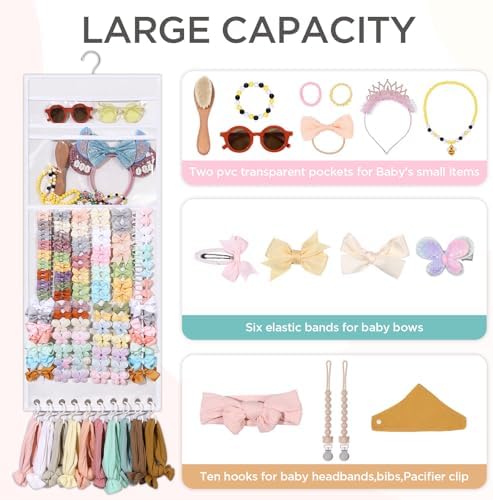 MOFASVIGI Headband Holder Hair Bows Organizer for Girls, Nursery Bow Hanger - Image 3