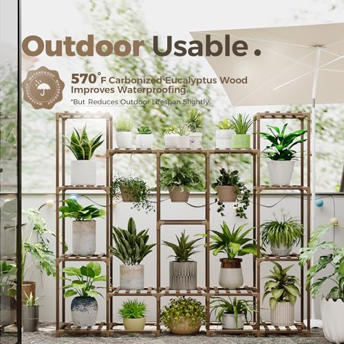 Bamworld Large Plant Stand Indoor Outdoor Hanging Shelf for Multiple PlantsTall Large Holder for Living Room Patio Balcony Garden - Image 3