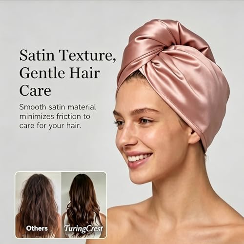 Microfiber Hair Towel Wrap, Satin Quick Dry Turban Women Long - Image 3