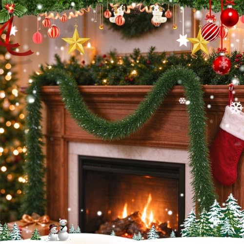 3 Pack Christmas Garlands, 16.4Ft/Piece Christmas Tree Garland, Full Evergreen Pine Garland for Christmas Tree, Fireplace Mantle, Staircase, Front Door, Railing, Indoor & Outdoor Holiday Decor - Image 5