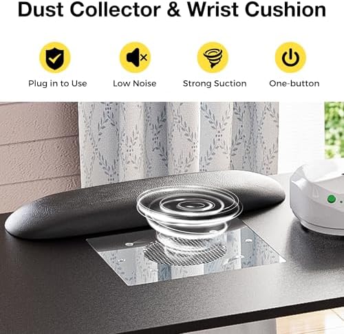 Manicure Table Nail Desk with Dust Collector & Wheels (Black) - Image 4