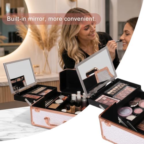 Makeup Train Case Makeup Case (5, White) - Image 6
