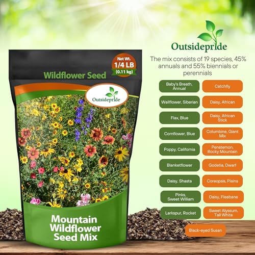 Outsidepride Mountain Wild Flower Seed Mix - 1/4 lb Premium Blend of Annual & Perennial Wildflower Seeds for High-Elevation, USDA Zones 3-8, Ideal for Mountain Gardens, Low-Maintenance & Easy to Grow - Image 6