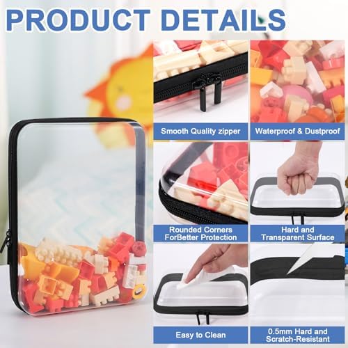 YOPCDJ Clear Hard Shell Zipper Case, Clear Zipper Pouches Waterproof Makeup Organizer & Travel Toiletry Storage Bag, Plastic Pouch for Office, Home, Black, 4Pack XL+L+M+S - Image 3
