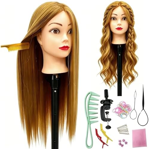 Long Hair Mannequin Head, Cosmetology Mannequin Head with Hair for Styling by Yiifiulyn