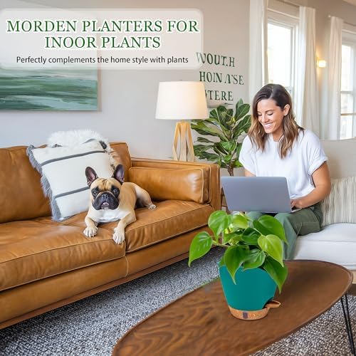 2 Pack 8 inch Plant Pots, Plastic Self Watering Planters - Image 2