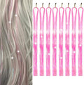 Hair Tinsel 8 Packs 1600 Strands 50 Inch Tinsel Hair Extensions Light Rose Red Heat Resistant Glitter Sparkling Shinny Fairy Hair Accessories for Women(Light Rose Red, 50Inch) by Sala