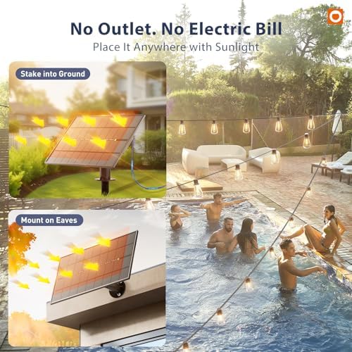 addlon 102FT(96+6) Solar String Lights Outdoor with Remote, 48 LED Dimmable - Image 6