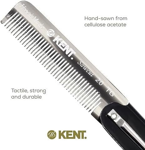 Kent 20T Black Graphite Handmade Folding Pocket Comb for Men, Fine Tooth Hair Comb Straightener for Everyday Grooming Styling Hair, Beard or Mustache, Use Dry or with Balms, Saw Cut, Made in England - Image 5