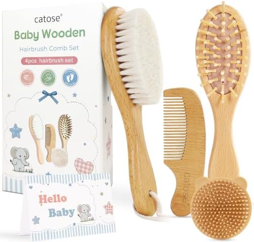 Baby Brush and Comb Set,Wooden Baby Brush,Soft Goat Hair,Newborns by Unknown