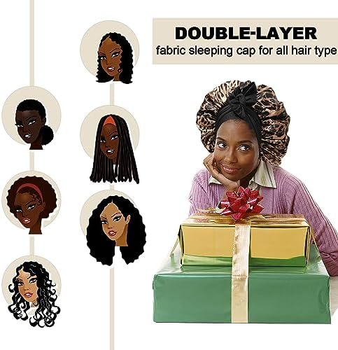 AWAYTR 2-Layer Satin Hair Bonnet, Tie Band Sleep Cap for Women - Image 4