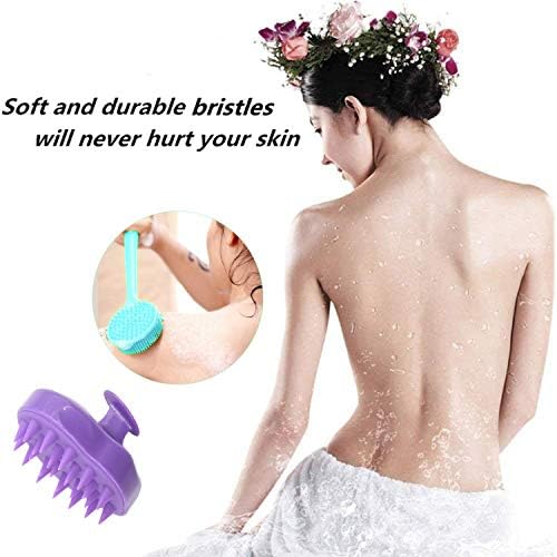 Silicone Body Scrubber & Scalp Massager, Long Handle Shower Brush, Exfoliating Scrubber for Men, Women & Kids - Image 7