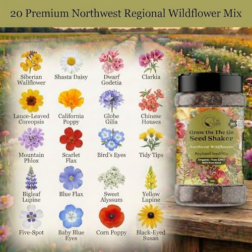 Wildflower Seed Shaker, Northwest USA, Annual & Perennial, 60K+ Seeds, 2 oz - Image 2