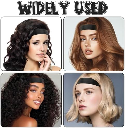 HINGTAI 2Pcs Black Glossy Satin New Material C-Shaped Painless Ear Wig, Soft Painless Wig Band with Ear Cut Outs Tools, Comfortable Earless Melting Band Supplies - Image 7