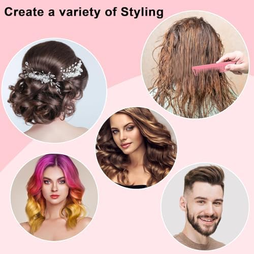 6 PCS Rat Tail Hair Parting Combs - Steel Pin Rat Tail Teasing Fine Tooth Comb Set for Women,Rattail Styling Metal Comb with Stainless Steel Pintail,Carbon Heat Resistant Comb for Curly Braiding Hair - Image 6