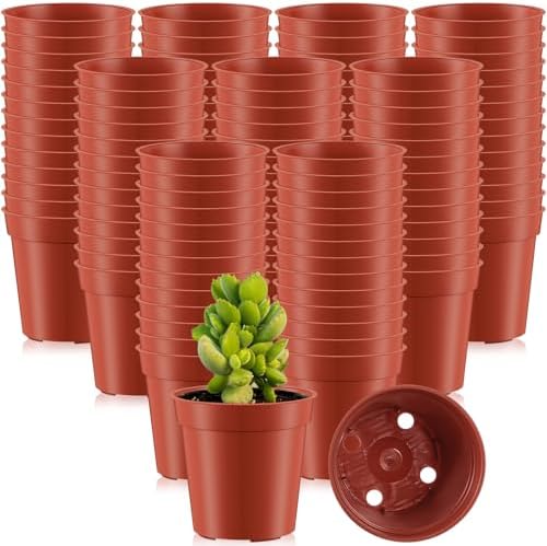 Yaomiao 200 Pcs 2 Inch Red Mini Nursery Pots with Drainage Holes by Yaomiao