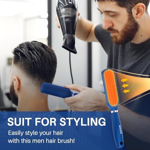 RHOS Hair Brush for Men - Detangler and Styling Brush with Nylon Bristles for Wet and Dry Hair, Massage Function, Suitable for Bangs, Thin, Short, and Thick Hair (1 Pack - Blue) - Image 5