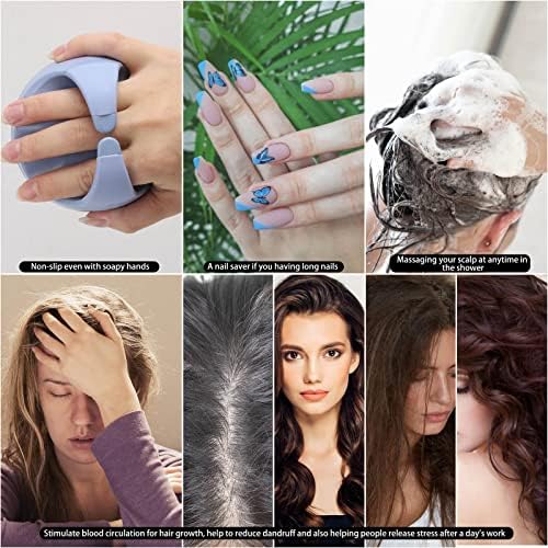 Silicone Hair Scalp Massager Shampoo Brush Scalp Scrubber Hair Washing Brush Exfoliating Brush Head Scrubber for Shower - Blue - Image 4