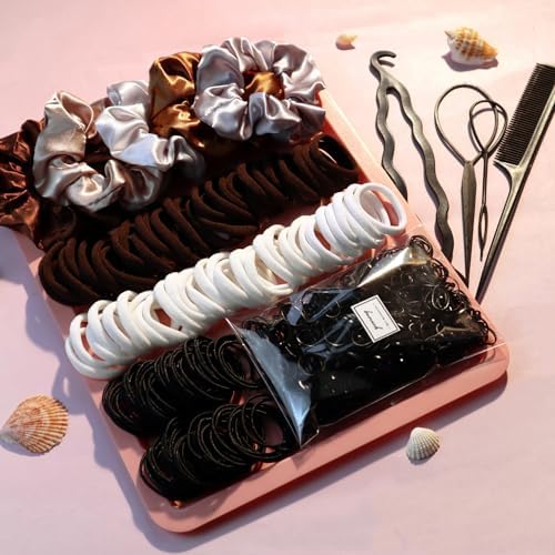 YANRONG Hair Accessories Set - 755 Seamless Ponytail Holders, Variety of Scrunchies, Bands, and Hair Ties for Thick and Curly Hair (light brown) - Image 3