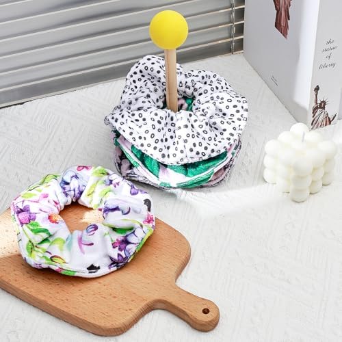 Hair Towel Scrunchies 4-Piece Microfiber Oversized Dry Multi Print - Image 3