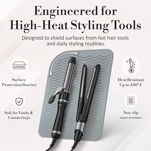 Large Vanity Mat, Heat Resistant Mat for Hair Tools, Vanity Décor, Gray - Image 4