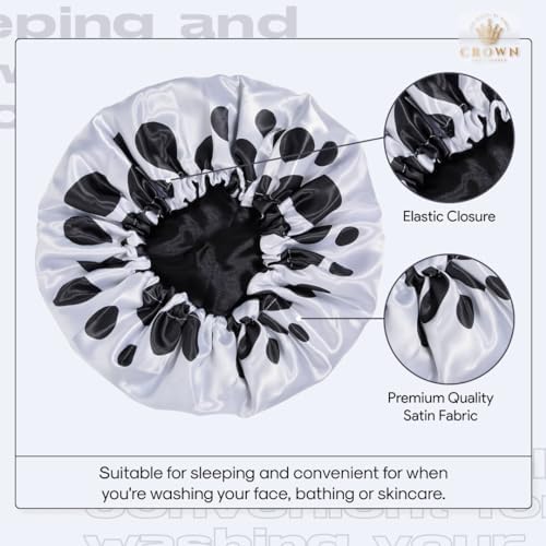 Silky Design Bonnet with Elastic Soft Band Adjustable Women and Men Bonnets for Sleeping Comfortable Satin Fabric (White LawOp) - Image 3