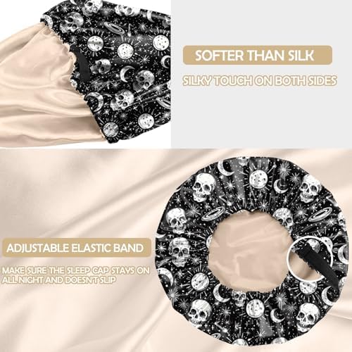 Satin Hair Bonnet Silk Bonnet for Sleeping Double Layer Elastic Adjustable Reusable Cute Aesthetic for Women Girls - Image 3