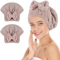 SUNLAND Large Microfiber Hair Drying Caps with Bow Knot 2 Pack Brown by SUNLAND