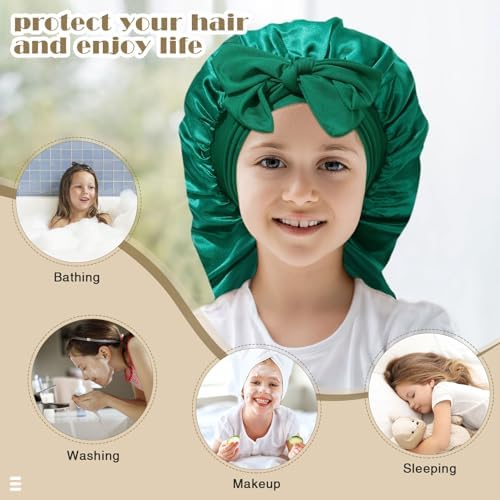 AWAYTR Kids Bonnets for Girls - Satin Long Hair Braid Bonnet for Sleeping - Image 4