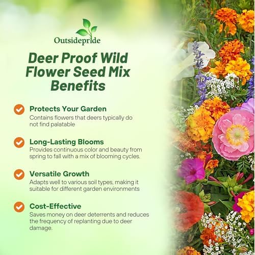 Outsidepride Deer Proof Wildflower Seed Mix - 5 lbs. Colorful Blend of Easy to Grow, Drought-Tolerant Annual & Perennial Wildflower Seeds for a Deer-Free,Vibrant Meadow & Pollinator-Friendly Garden - Image 4