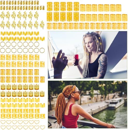 190 Pcs Gold Hair Jewelry for Braids & Dreadlocks - Loc Jewelry with Ring Cuffs, Clips, Charms & Decorations for Men, Women & Girls - Image 5