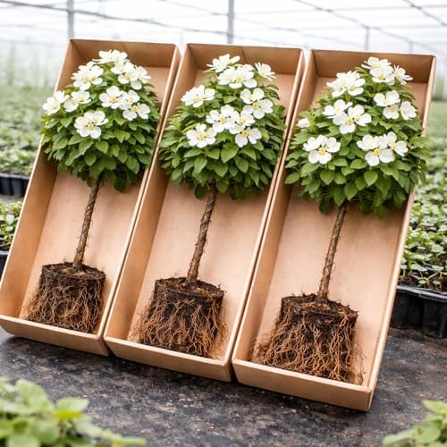 White Flowering Dogwood Trees Live – Cornus Florida – Ornamental Flowering Trees – Spring Blooms & Landscape Trees – Bare Root for Outdoor Planting (2 Trees) by CZGrain