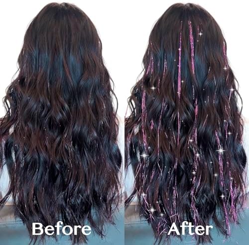 IDN BEAUTY Hair Tinsel Clip In Bright White Sparkle Hair Extensions 24 Inch 6pcs - Image 6