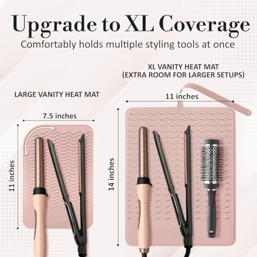 XL Vanity Mat, Heat Resistant Mat for Hair Tools, Vanity Décor, Rose - Image 3