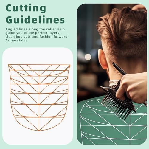 Professional Hair Cutting Cape with Geometric Grid Pattern, Longer Silicone Waterproof Cutting Mat,Neck Guide - Image 4