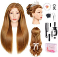 80% Human Hair Mannequin Head,26''Golden Brown Real Hair Mannequin Head,Cosmetology Manikin Head Doll Hair Styling Hairdressing Practice Training Wig Head with Clamp Holder and Tools by TopDirect