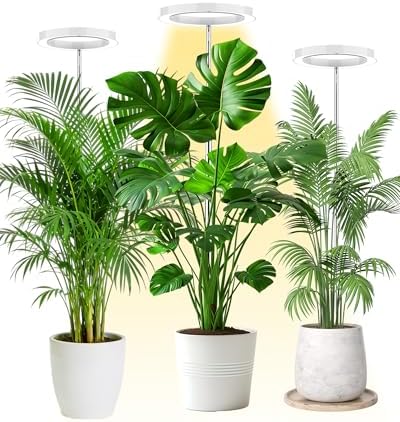 Plant Grow Light,LED Growing Light Full Spectrum for Indoor Plants,Aluminum Black Plant Lights,Height Adjustable, Automatic Timer, 5V Low Safe Voltage by YadokerOffical