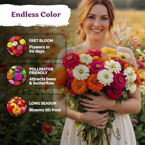 550 Crazy Blend Zinnia Heirloom Flower Seeds for Planting, Zinnia Elegans - Image 5