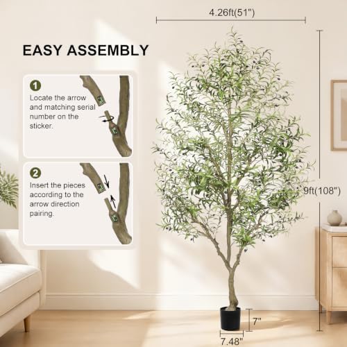 LYERSE Faux Olive Tree 9ft - Artificial Olive Tree Indoor for Home Decor - Image 2