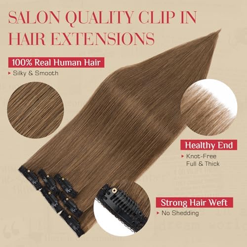 Rich Choices Clip In Extensions Real Human Hair -6 Pcs Single Clip Design-100% Remy Hairs Invisible Clip in Extensions for Thin Short Hair-Seamless Hairpieces for Women/Men-12 Inches #4 Medium Brown - Image 3