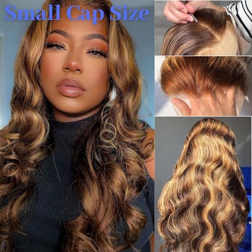 ALHER Small Cap Lace Front Wigs Human Hair 26 IN #4/27 Honey Blonde Highlight Body Wave 13X4 Lace Frontal Wig With Baby Hair 200% Density, Small Cap 21-21.5 Balayage Piano Colored Wig for Black Women - Image 2